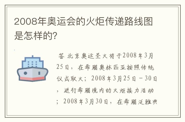 2008年奥运会的火炬传递路线图是怎样的?