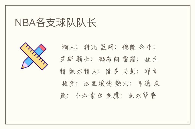 NBA各支球队队长