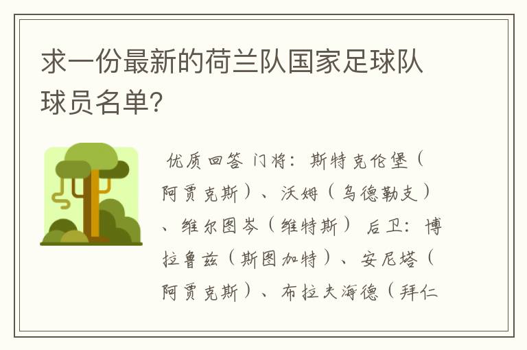 求一份最新的荷兰队国家足球队球员名单？