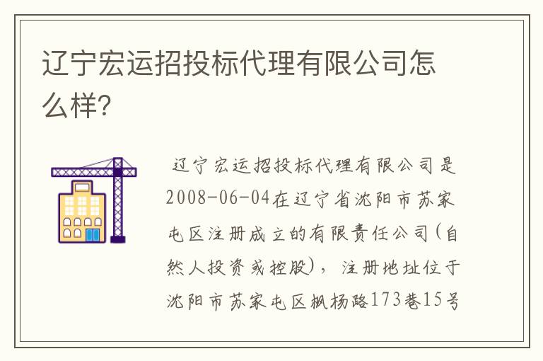 辽宁宏运招投标代理有限公司怎么样?