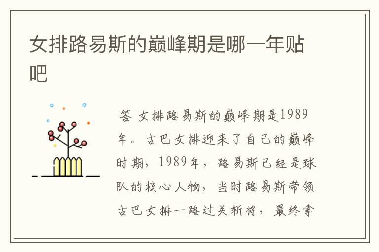 女排路易斯的巅峰期是哪一年贴吧