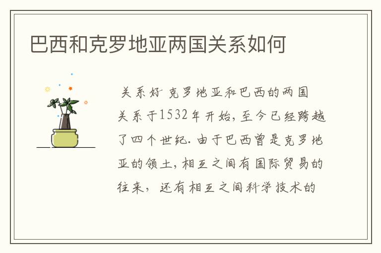 巴西和克罗地亚两国关系如何