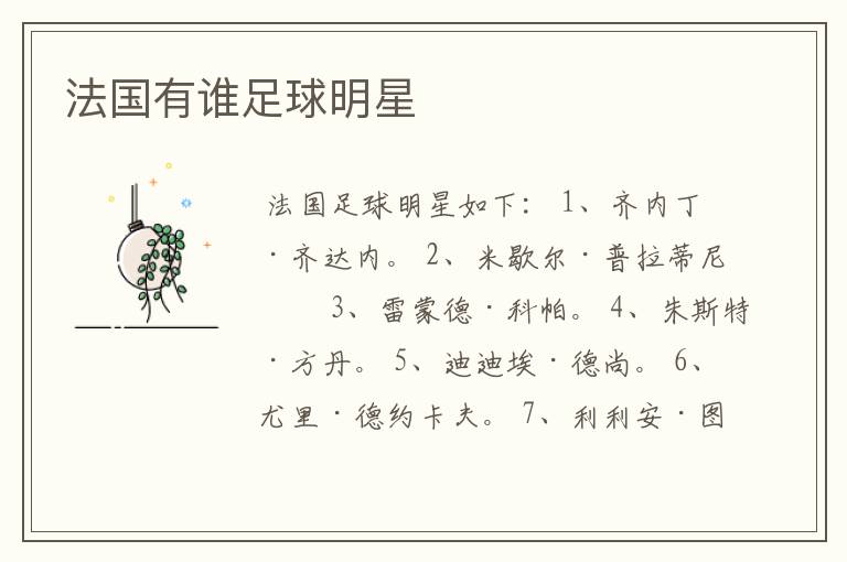 法国有谁足球明星