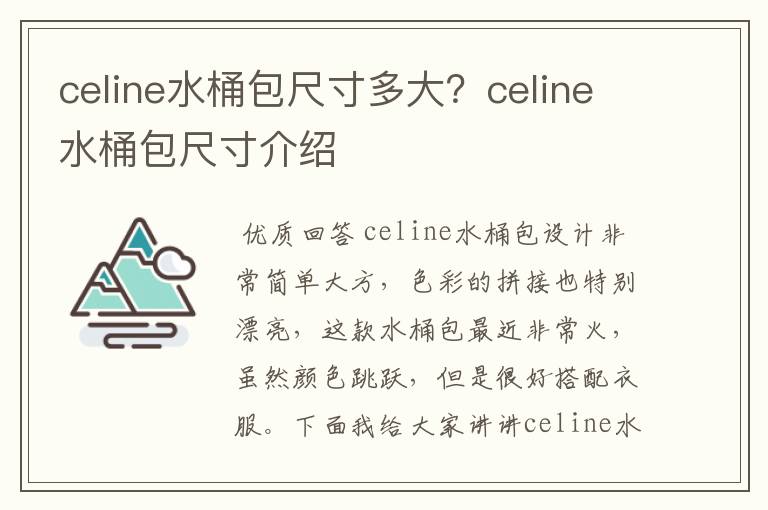 celine水桶包尺寸多大?celine水桶包尺寸介绍