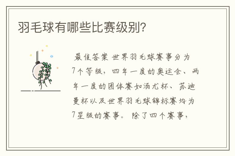 羽毛球有哪些比赛级别?