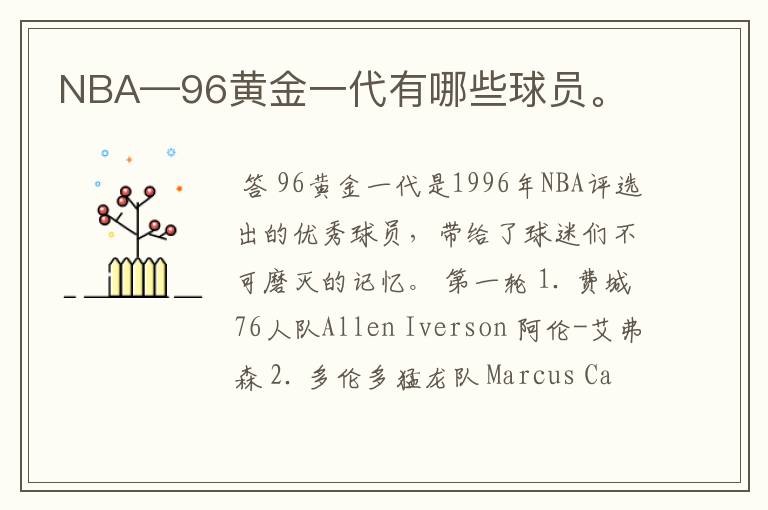 NBA—96黄金一代有哪些球员。