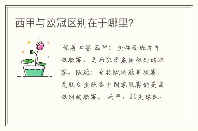 西甲与欧冠区别在于哪里?