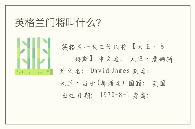 英格兰门将叫什么?