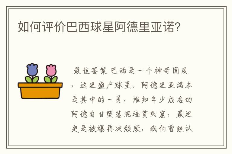 如何评价巴西球星阿德里亚诺?