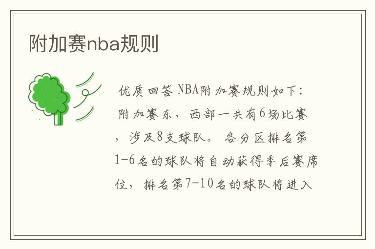 附加赛nba规则