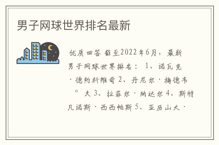 男子网球世界排名最新