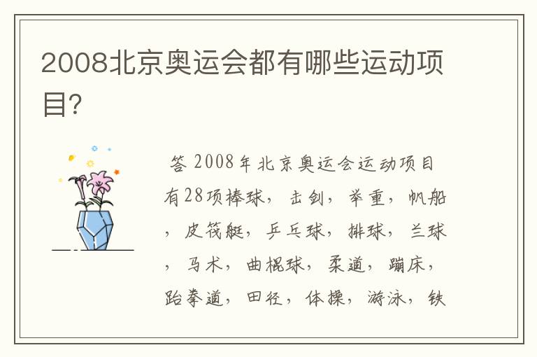 2008北京奥运会都有哪些运动项目?