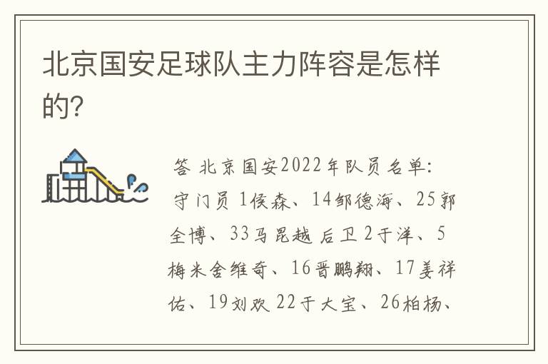 北京国安足球队主力阵容是怎样的?