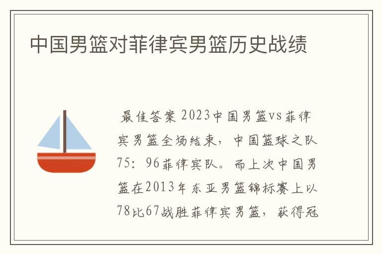 中国男篮对菲律宾男篮历史战绩
