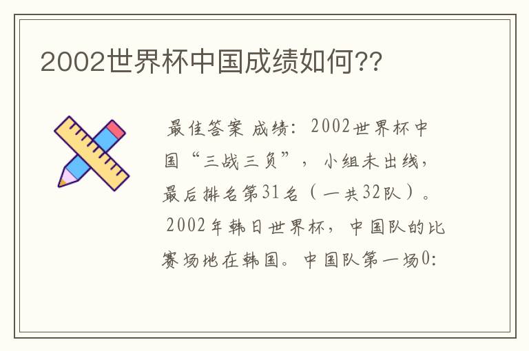 2002世界杯中国成绩如何??