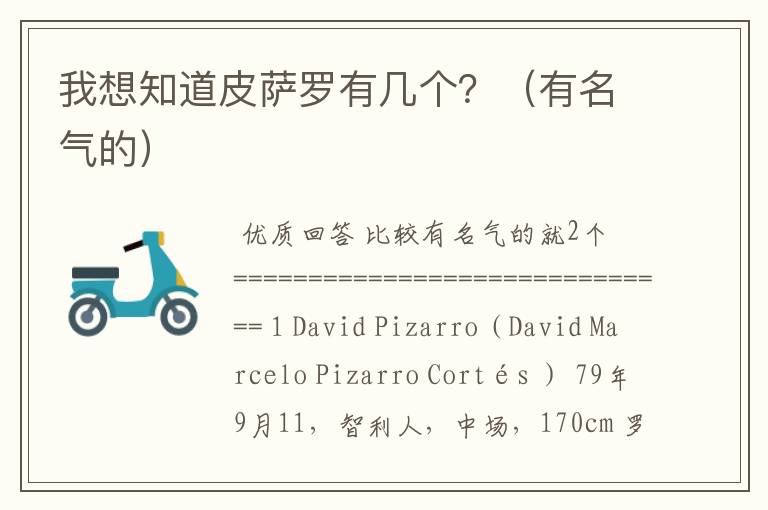 我想知道皮萨罗有几个?(有名气的)