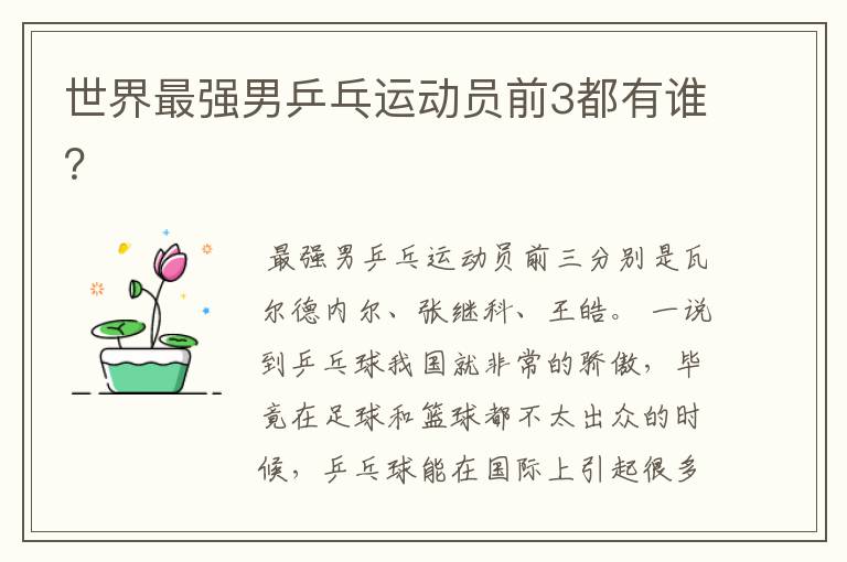 世界最强男乒乓运动员前3都有谁?