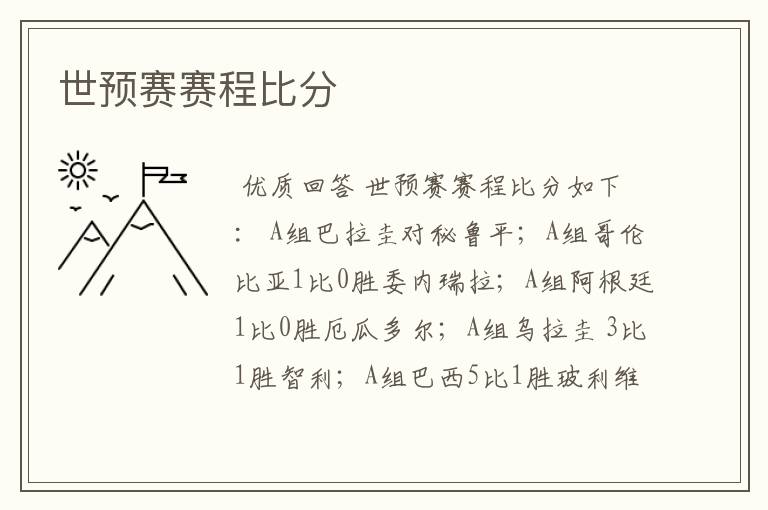 世预赛赛程比分