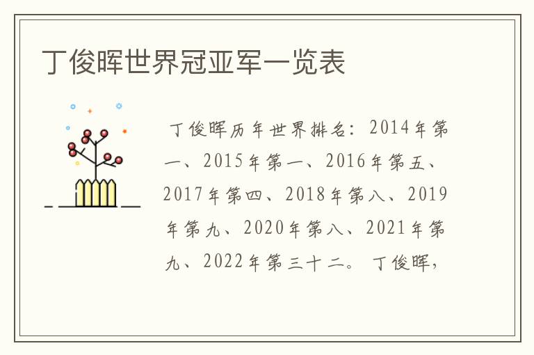 丁俊晖世界冠亚军一览表