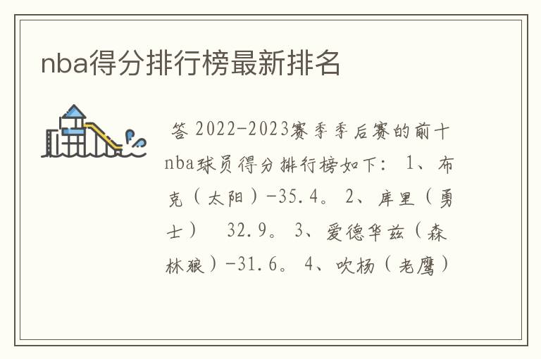 nba得分排行榜最新排名