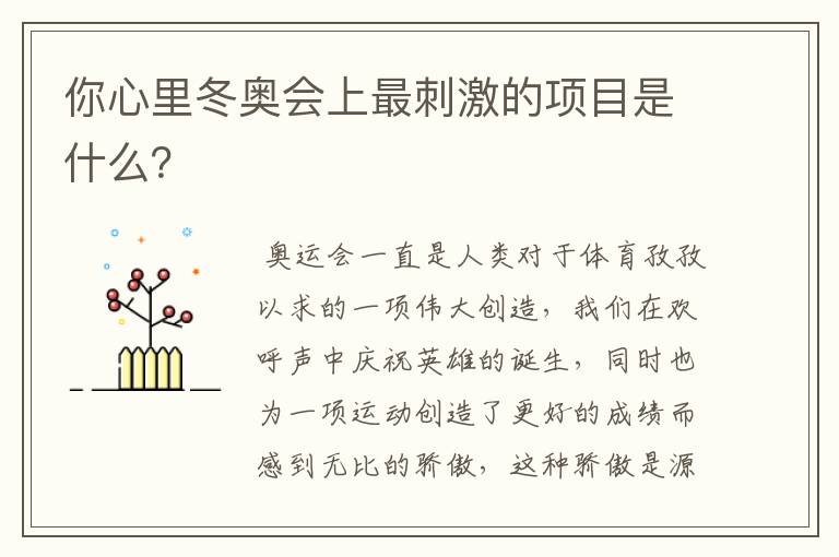 你心里冬奥会上最刺激的项目是什么?