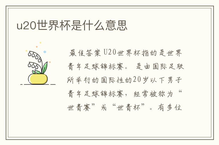u20世界杯是什么意思