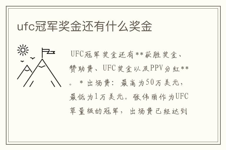 ufc冠军奖金还有什么奖金