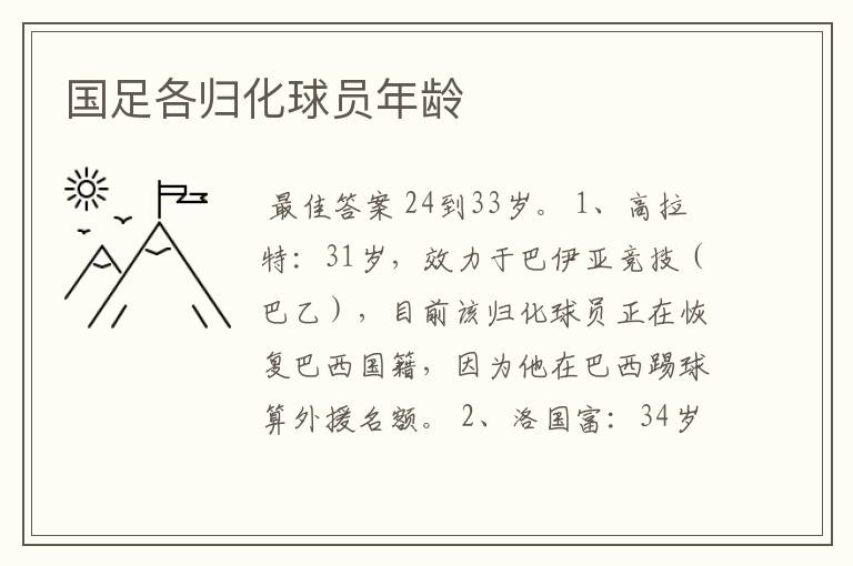 国足各归化球员年龄