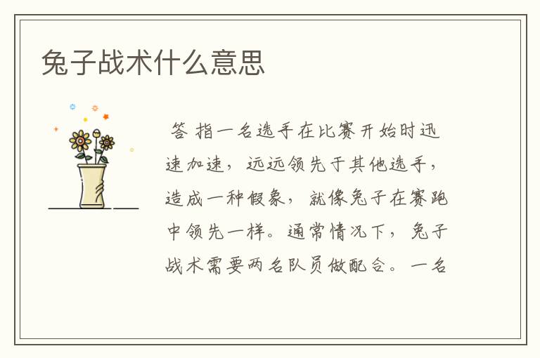 兔子战术什么意思