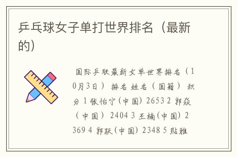 乒乓球女子单打世界排名(最新的)