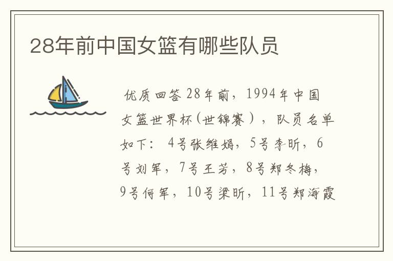 28年前中国女篮有哪些队员