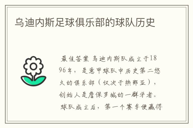 乌迪内斯足球俱乐部的球队历史