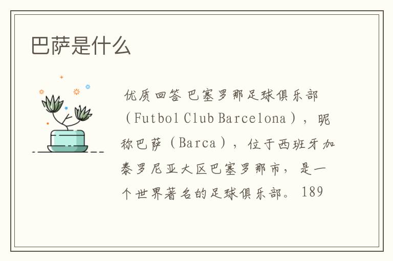 巴萨是什么