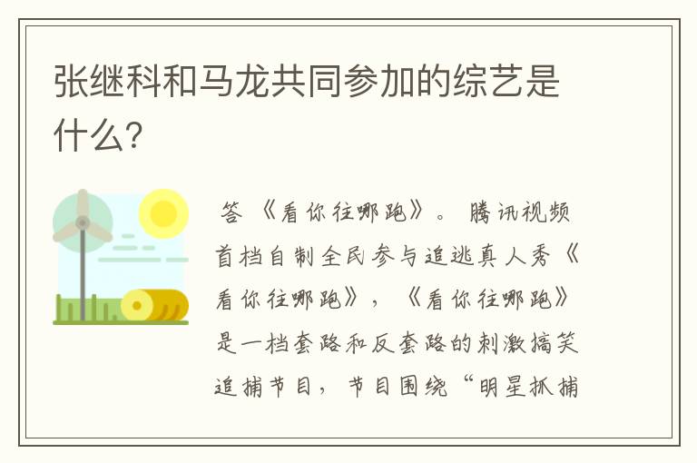 张继科和马龙共同参加的综艺是什么?