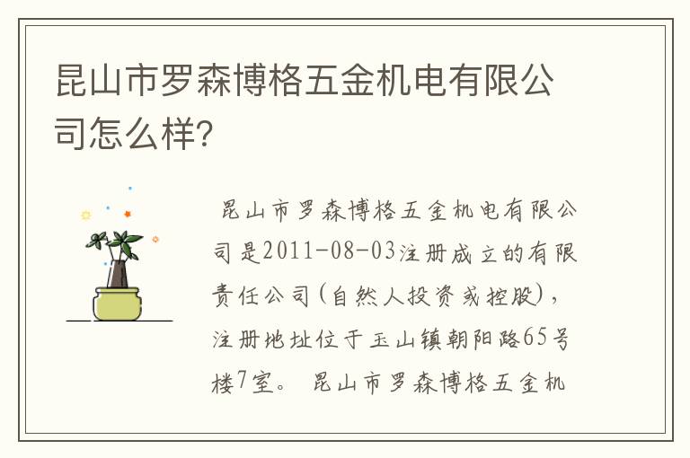 昆山市罗森博格五金机电有限公司怎么样?