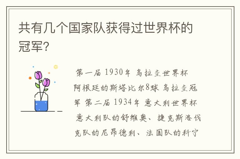 共有几个国家队获得过世界杯的冠军?