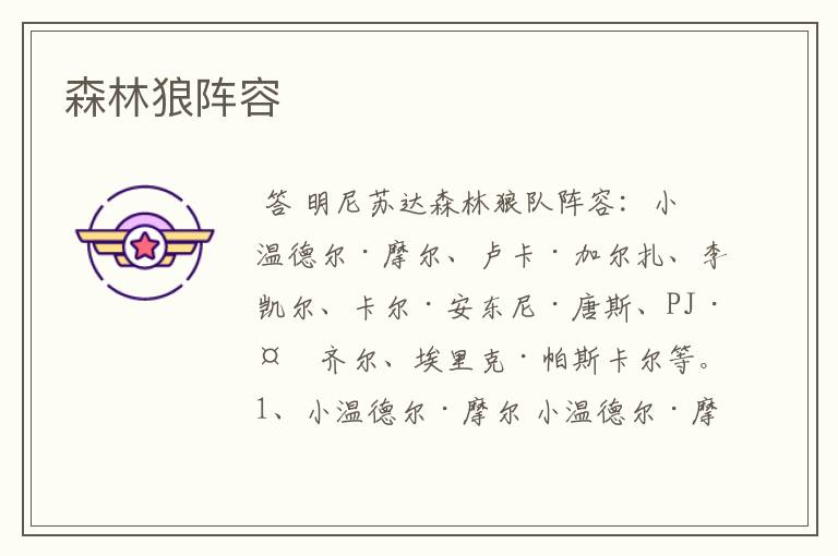 森林狼阵容
