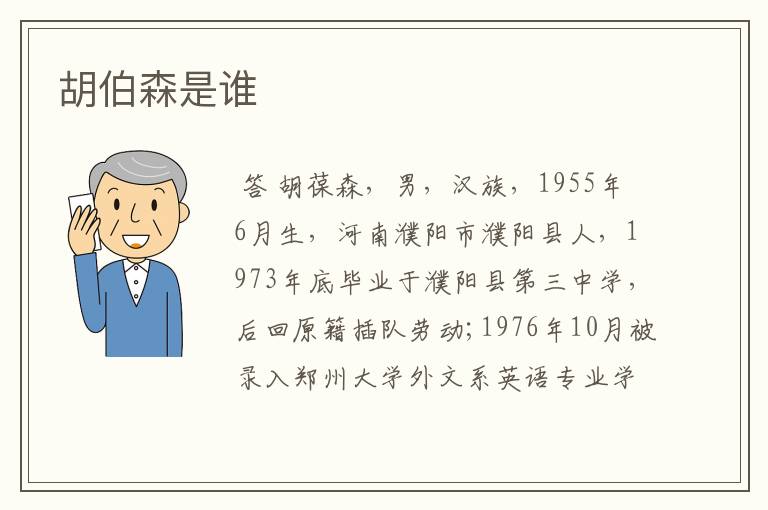 胡伯森是谁