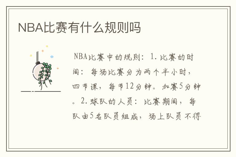 NBA比赛有什么规则吗