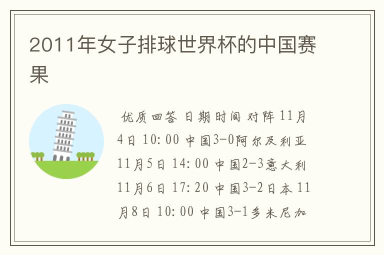 2011年女子排球世界杯的中国赛果