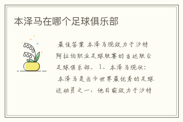 本泽马在哪个足球俱乐部