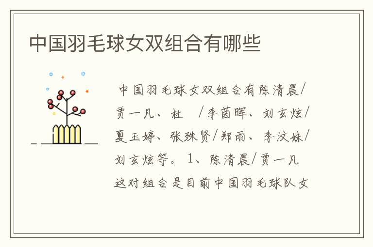 中国羽毛球女双组合有哪些