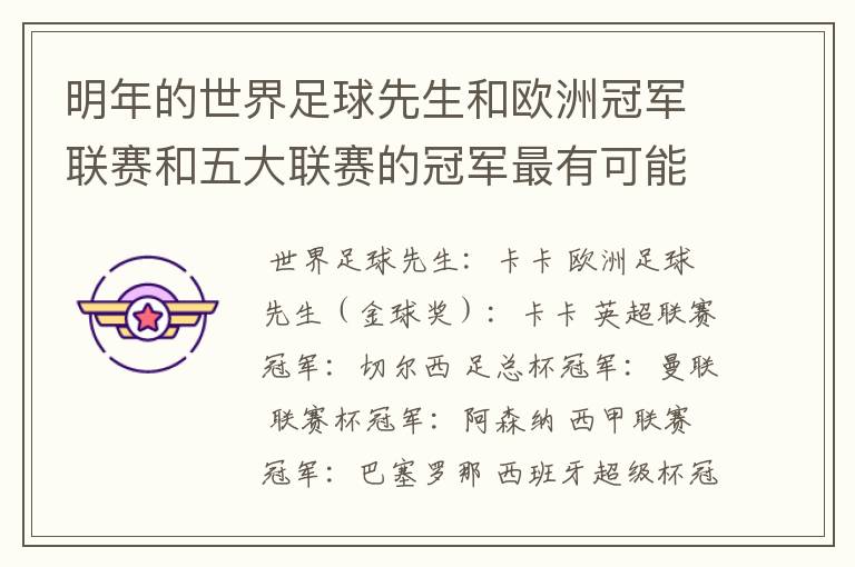 明年的世界足球先生和欧洲冠军联赛和五大联赛的冠军最有可能是谁?