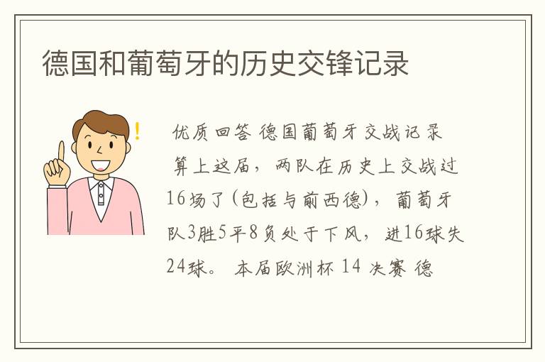 德国和葡萄牙的历史交锋记录