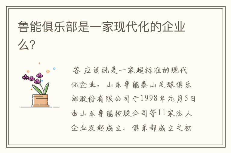 鲁能俱乐部是一家现代化的企业么?