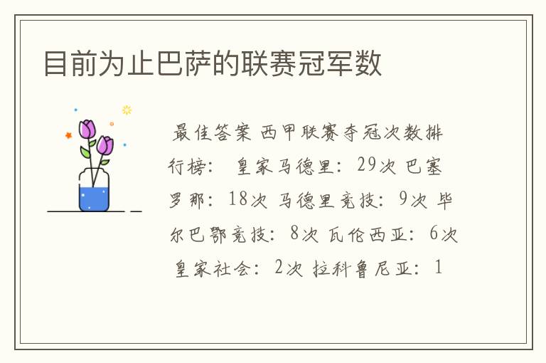 目前为止巴萨的联赛冠军数