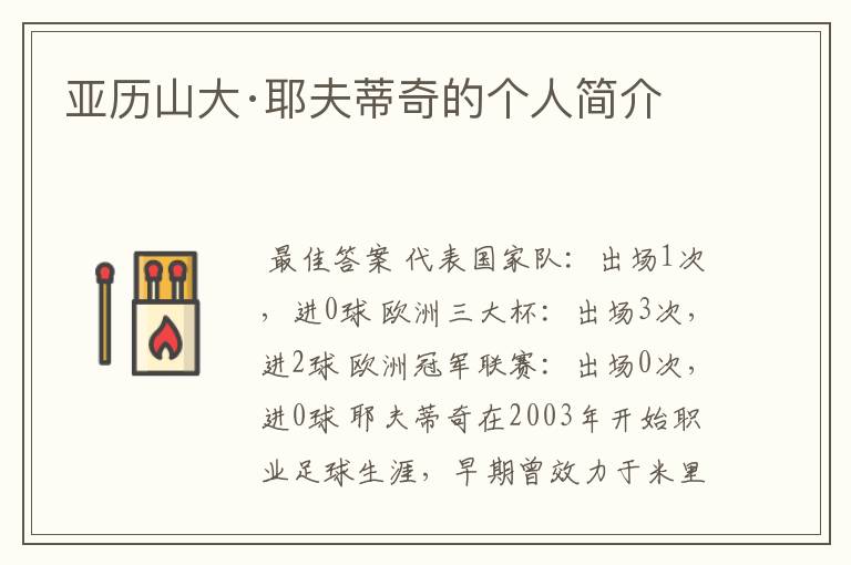 亚历山大·耶夫蒂奇的个人简介
