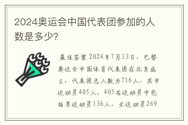 2024奥运会中国代表团参加的人数是多少?