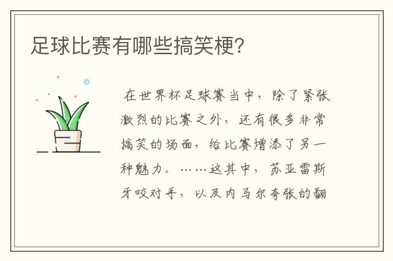 足球比赛有哪些搞笑梗?