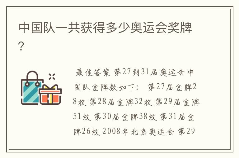 中国队一共获得多少奥运会奖牌?